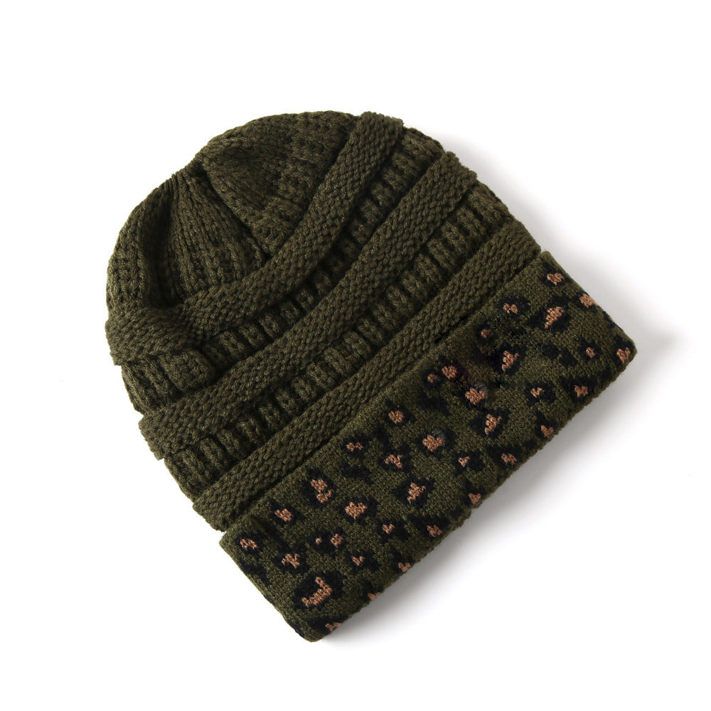 Beanie Women's Warm Leopard Print Knitted Hat Winter c3963155 0681 4984 8c77 8252c6a74915