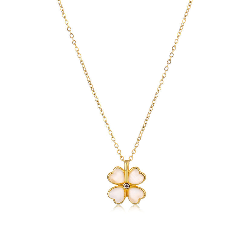 Temperament Diamond-encrusted Opal Four-leaf Clover Collarbone Chain c3abffe3 c071 4284 ba36 3d26ab4854d0