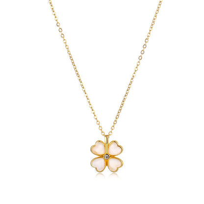 Temperament Diamond-encrusted Opal Four-leaf Clover Collarbone Chain c3abffe3 c071 4284 ba36 3d26ab4854d0