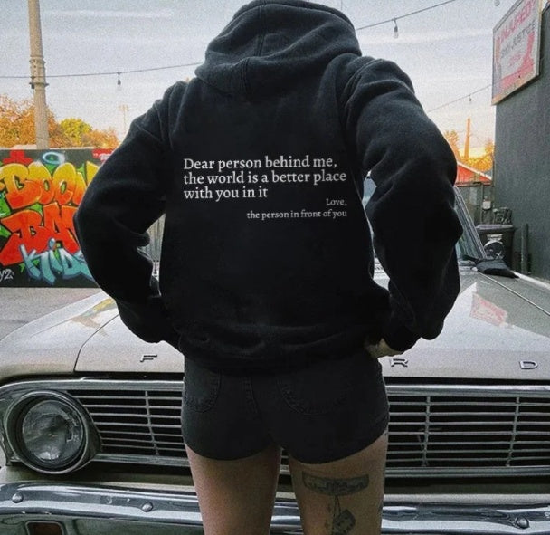 Dear Person Behind Me,the World Is A Better Place,with You In It,love,the Person In Front Of You,Women's Plush Sweater Plain 