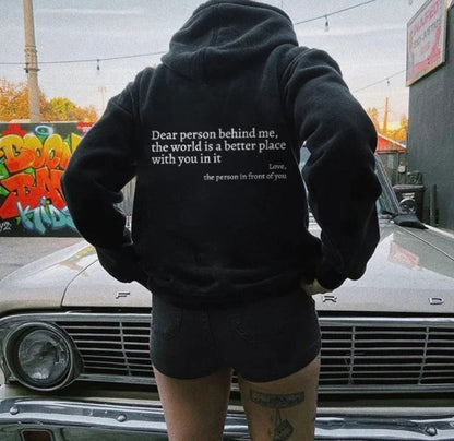 Dear Person Behind Me,the World Is A Better Place,with You In It,love,the Person In Front Of You,Women's Plush Sweater Plain 
