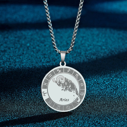 Stainless Steel Constellation Pendant Necklace Gold Medal Necklace c3cb7d0d ca15 41f0 9789 94d9e41fcaa2