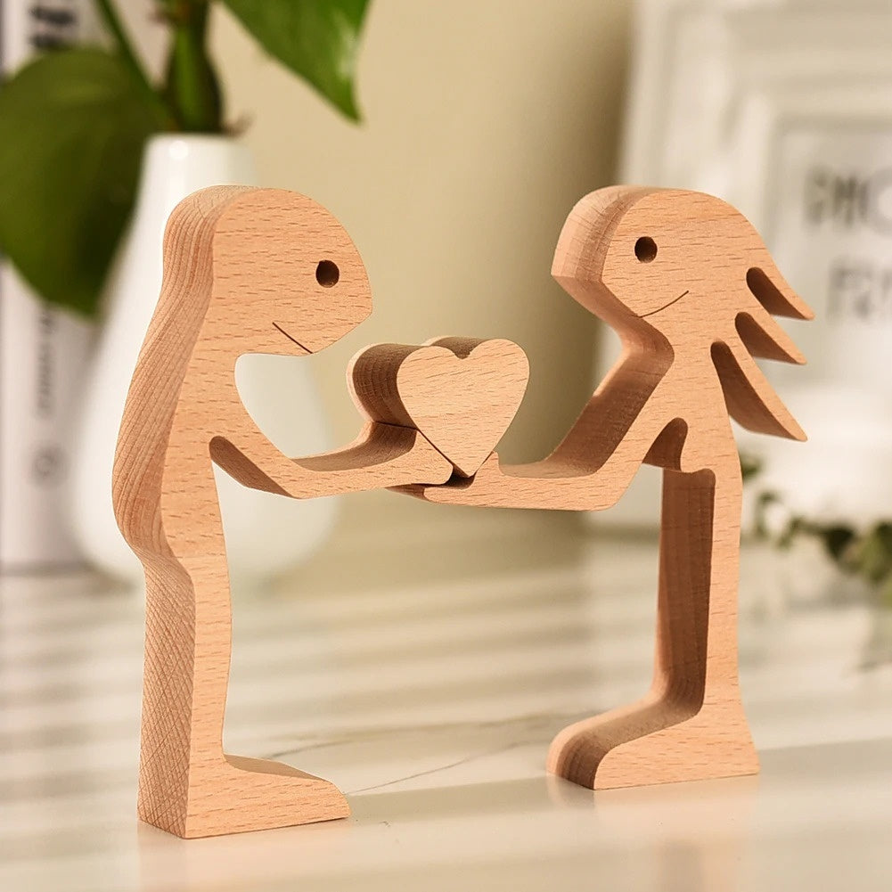DIY Figurine Wood Dog Ornament Sculpture Home Decoration A Man A Dog Wood Sculpture Christmas Gifts Model Decor c3f9ed65 d8af
