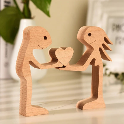 DIY Figurine Wood Dog Ornament Sculpture Home Decoration A Man A Dog Wood Sculpture Christmas Gifts Model Decor c3f9ed65 d8af