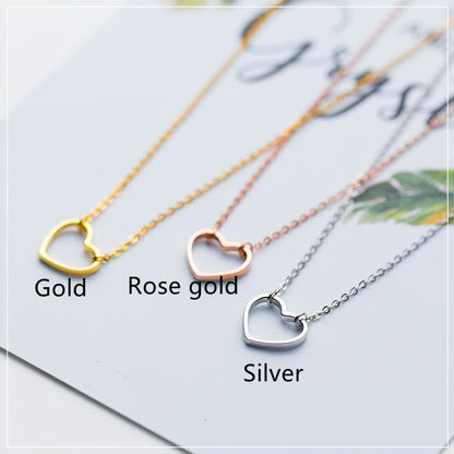 S925 Silver Women's Fashion Sweet Simple Hollow Heart Necklace c4024acd a658 41f3 9232 c8d403eab41d