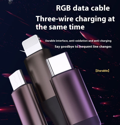 One-to-three Luminous Fast Charging RGB Data Cable - 图片 4