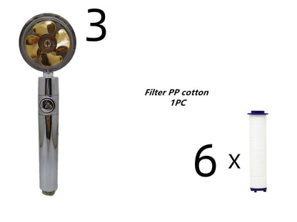 Propeller Driven Shower Head With Stop Button And Cotton Filter Turbocharged High Pressure Handheld Shower Nozzle c43ecc7a 65
