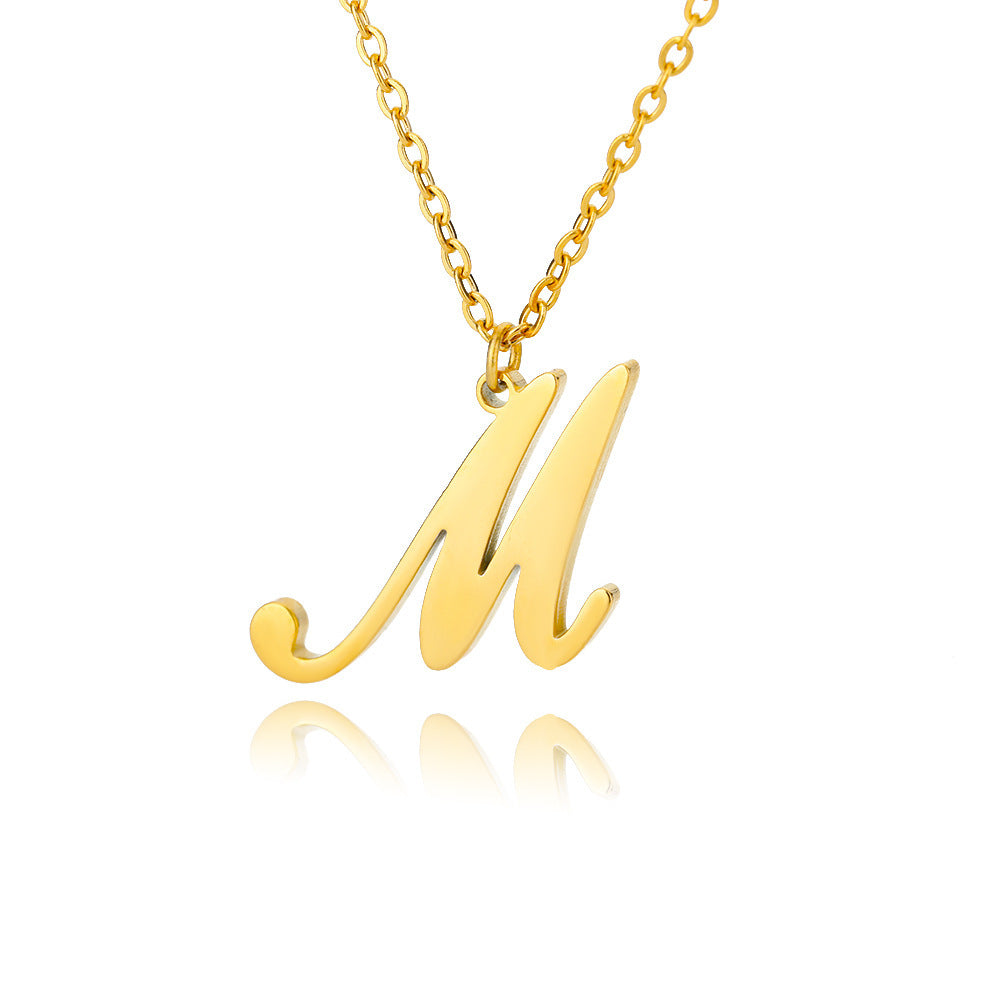 Stainless Steel 26 English Letter Necklace c4749be7 fe3b 46f2 bf56 fb19cfe3da3c