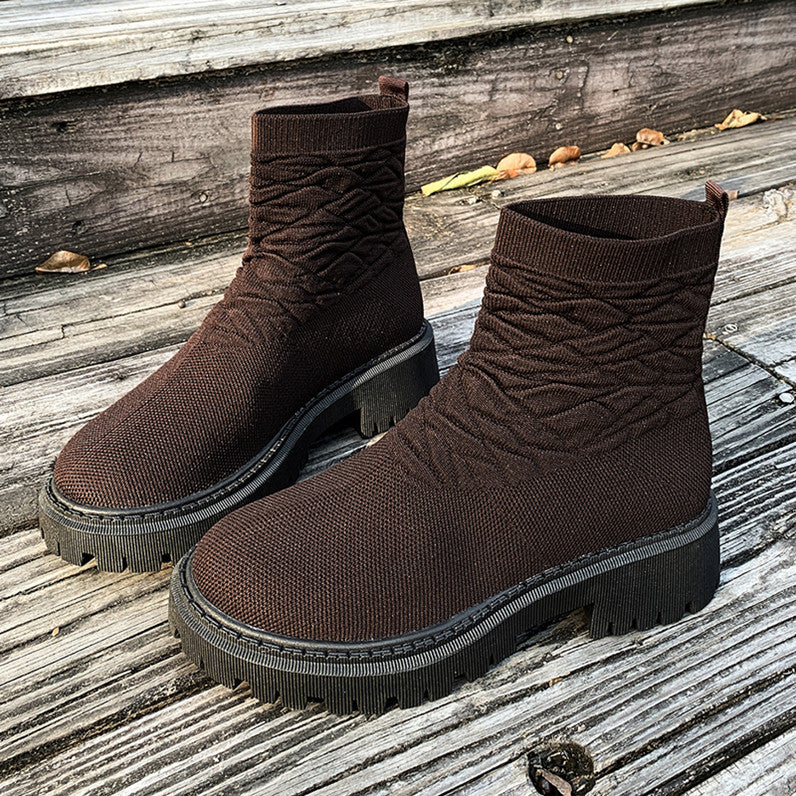 Women's Thick Heel Solid Color Casual And Comfortable Martin Boots c478fa0e 97d6 4c21 b558 fec18c1bd589