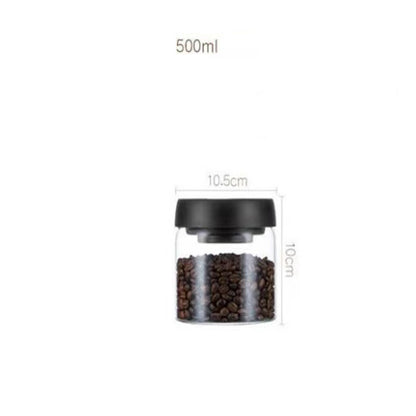 Vacuum Sealed Jug Set Black Coffee Beans Glass Airtight Canister Kitchen Food Grains Candy Keep Good Storage Jar Set Kitchen 