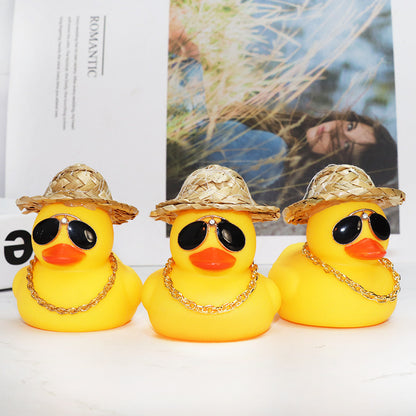 Straw Hat Yellow Duck Car Decoration c47e7c46 1c17 4a22 8a04 3878704aefcc