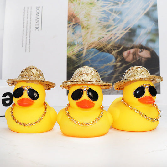 Straw Hat Yellow Duck Car Decoration c47e7c46 1c17 4a22 8a04 3878704aefcc