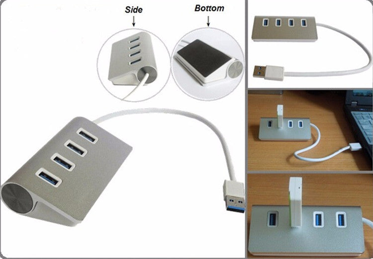 Household Portable Aluminum Alloy Four-port Hub
