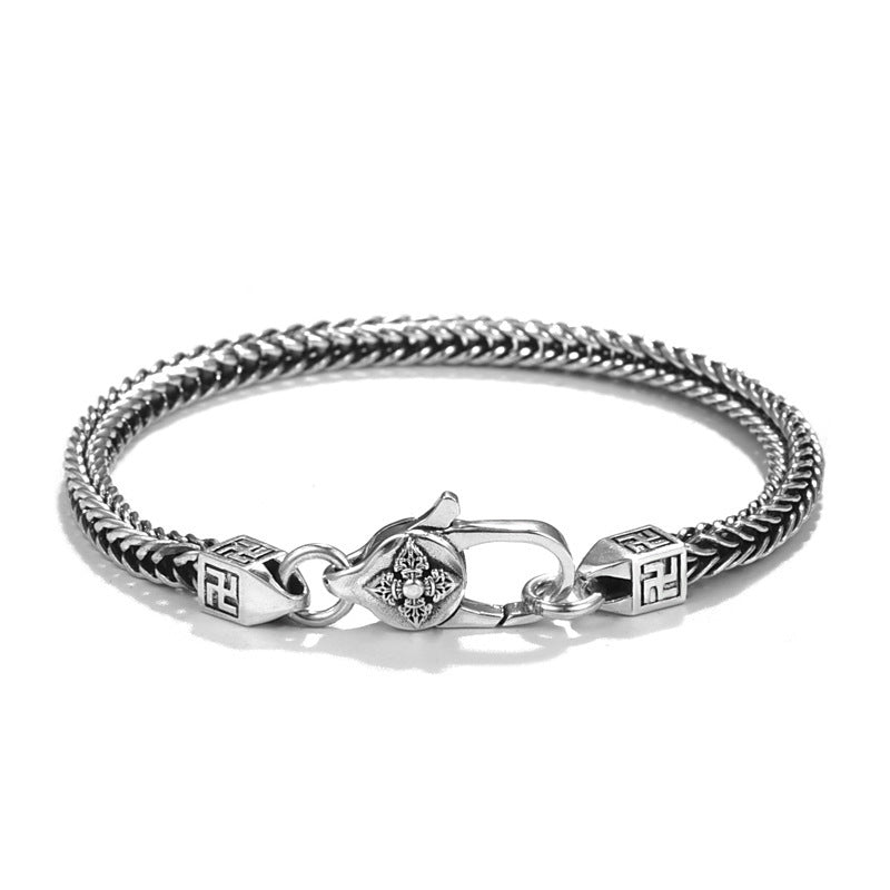 Men And Women 925 Sterling Silver Punk Retro Hip Hop Diamond Jewelry Ornament Bracelet c4e4b0d6 110b 4cfe 8f41 68413da66688 6