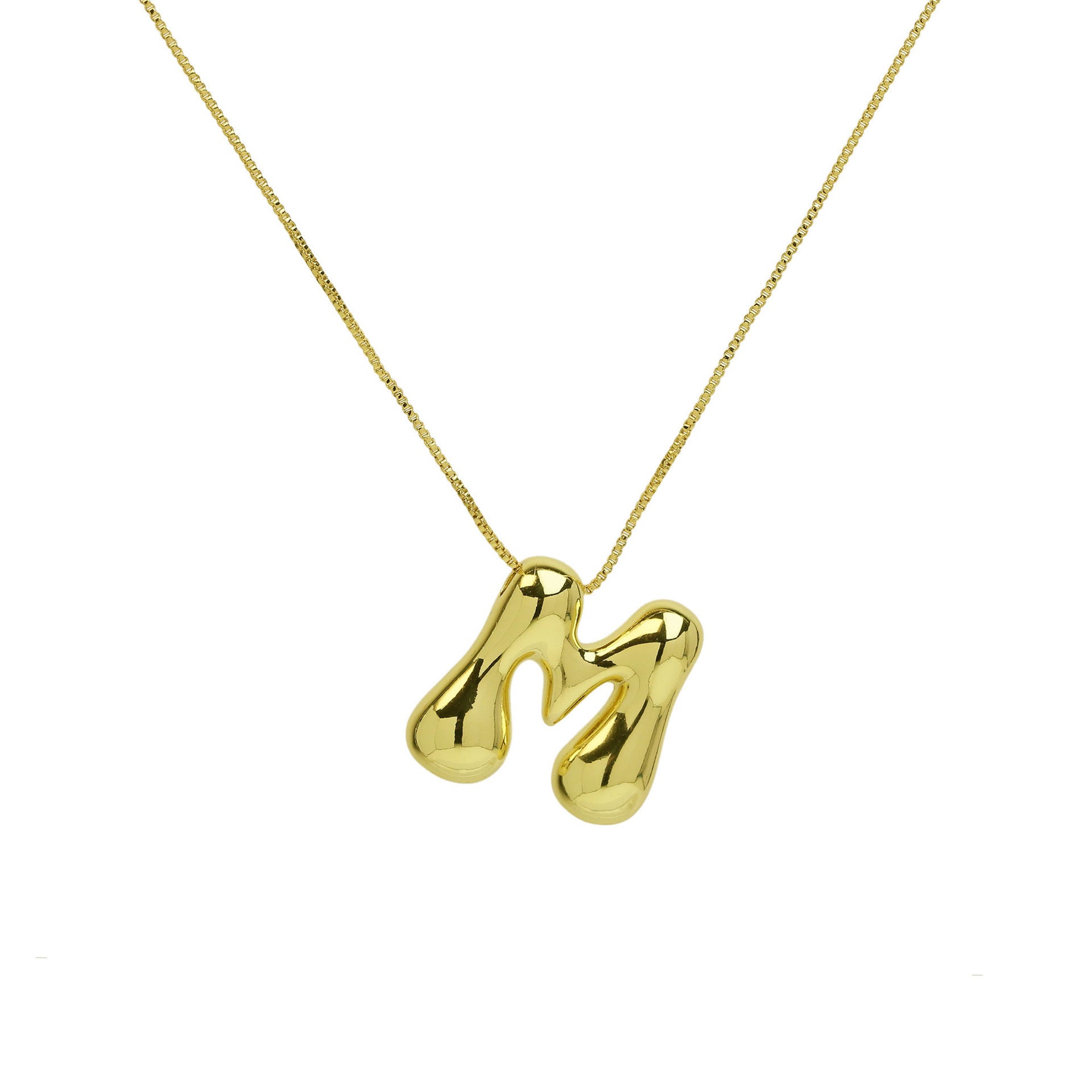 Brass Glossy Balloon English Letter Pendant Necklace c4f35480 ee54 451d 88ac 2e0a69c53fb8