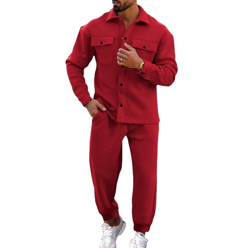 Suede Single-breasted Solid Color Slim Fit Two-piece Suit Men c4f3c31f 30fb 41cd 8c9a 008f9c061e0c
