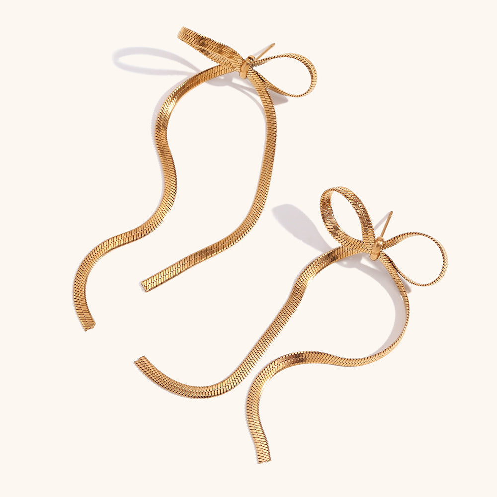 Women's Fashion Blade Chain Bow Earrings c501ae5b 409f 464d 8c2d 50c9dae26358