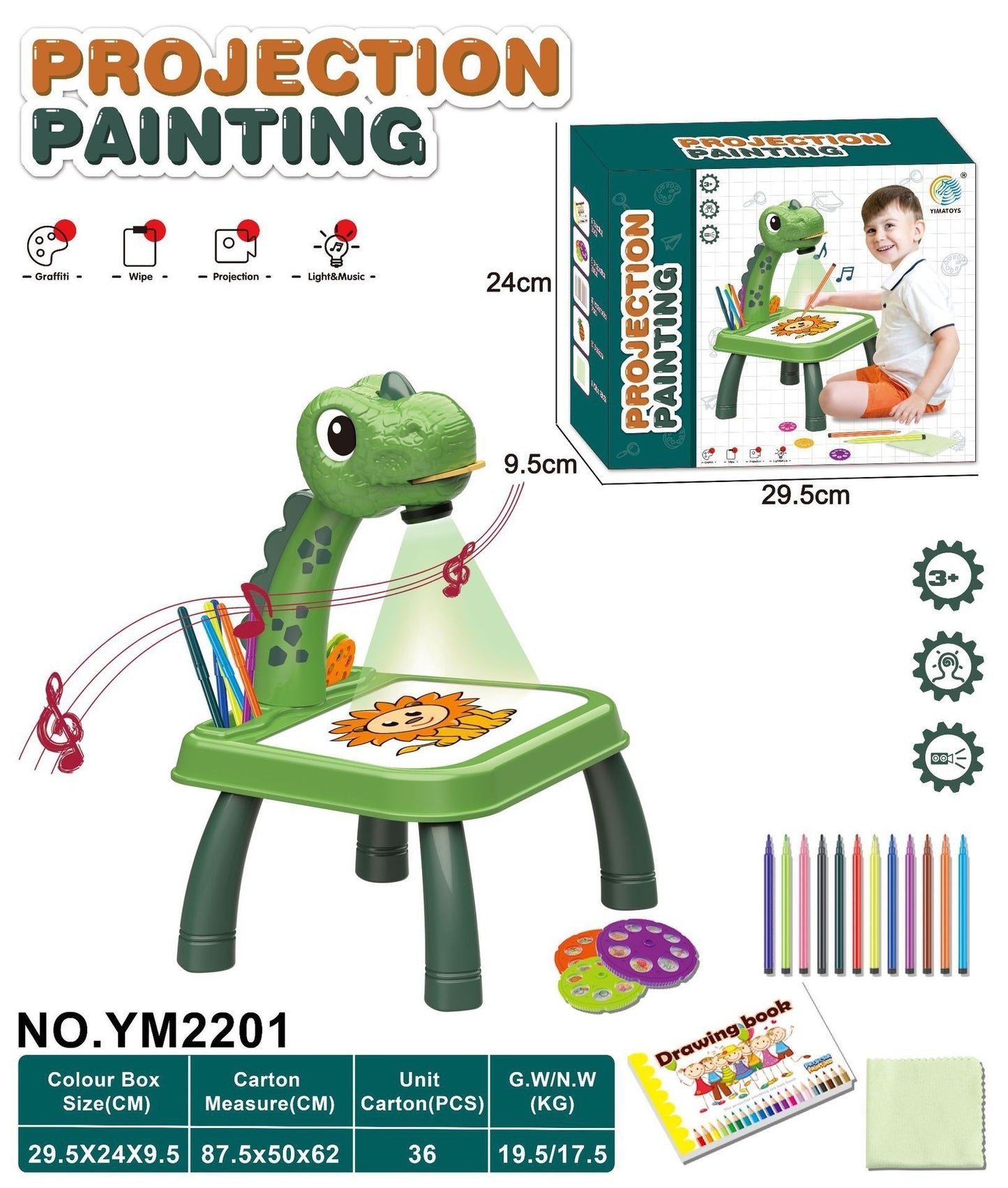 Children LED Projector Art Drawing Table Toys Painting Board Desk c52e9f87 f24b 4b6f 9580 b6ede57a1209