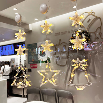 Christmas 3pcs LED Light Star Xmas Tree Hanging Sucker Lamp Window Ornaments Decoration For Home Xmas Navidad New Year Decor 