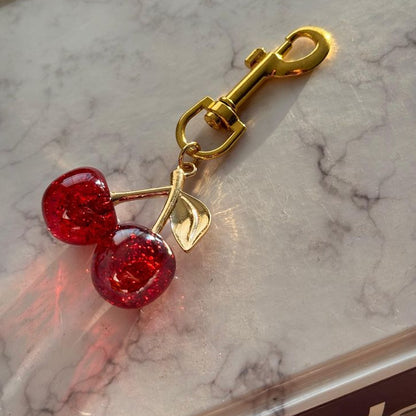 Exquisite Three-dimensional Fruit New Shiny Simulation Cherry Pendant Keychain