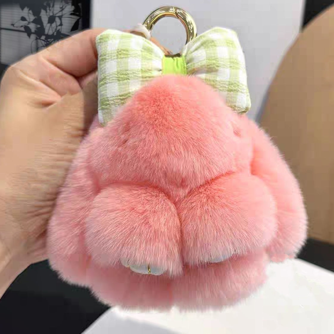 Rabbit Fur Bow Bunny Car Key Ring c561d197 2736 4728 9f2c 1c0bf01282ab
