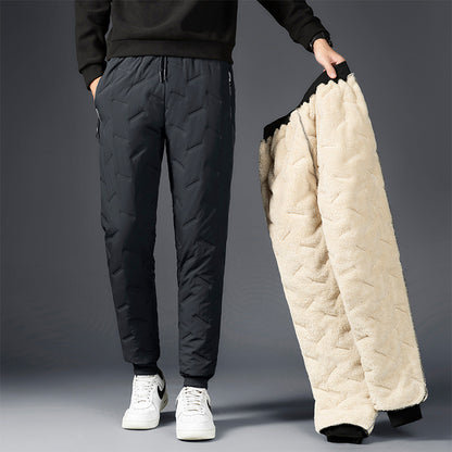 Men's Trousers Winter Velvet Thickening Loose Fleece Pants With Zip Pocket Large Size Windproof Warm Jogging Pants c587fbe9 8