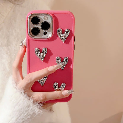 Pleated Metallic Electroplating Heart Mobile Phone Shell c5a0425f 1ac6 404a bc46 3f86aa79c8a9