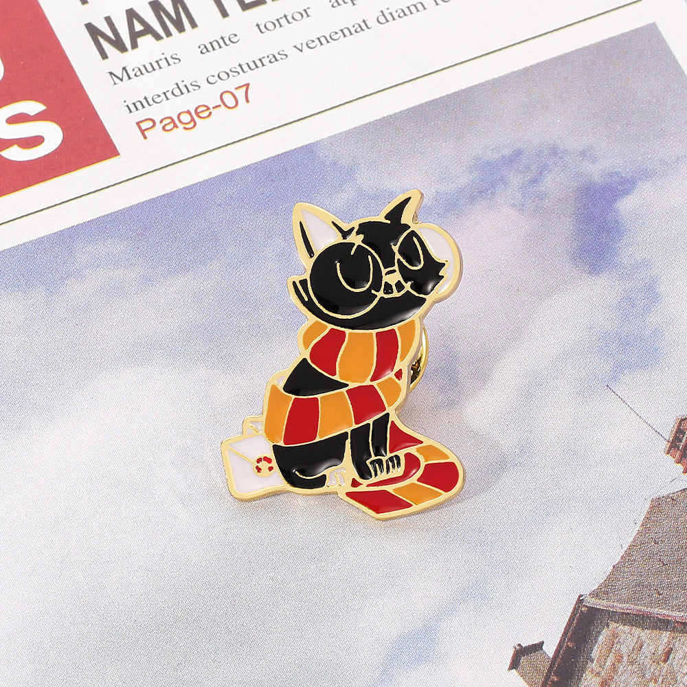 Fashion Cat With Scarf Metal Enamel Brooch c5a9fbc5 14db 4679 ad5f ffa5f7bd2afd