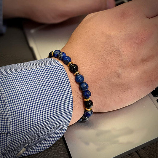 Unisex Lapis Lazuli Chiffon Black Agate Bracelet c5aaac91 f48e 4ccb a12f e998884d758a