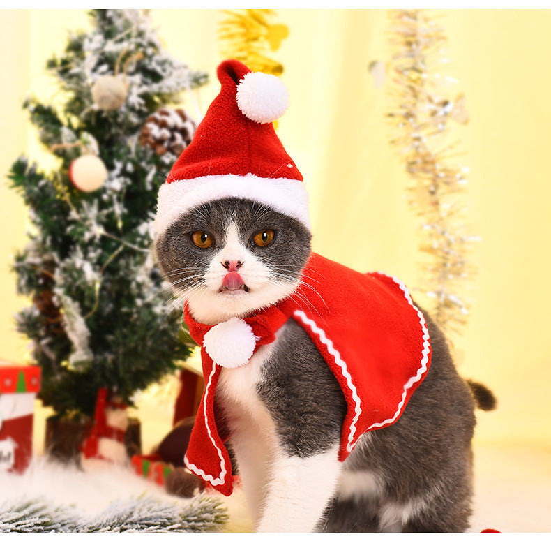 Pet Christmas Suit Cat Dog Cloak Hat c5c111f8 6dfb 47d4 964c e91f427b4097