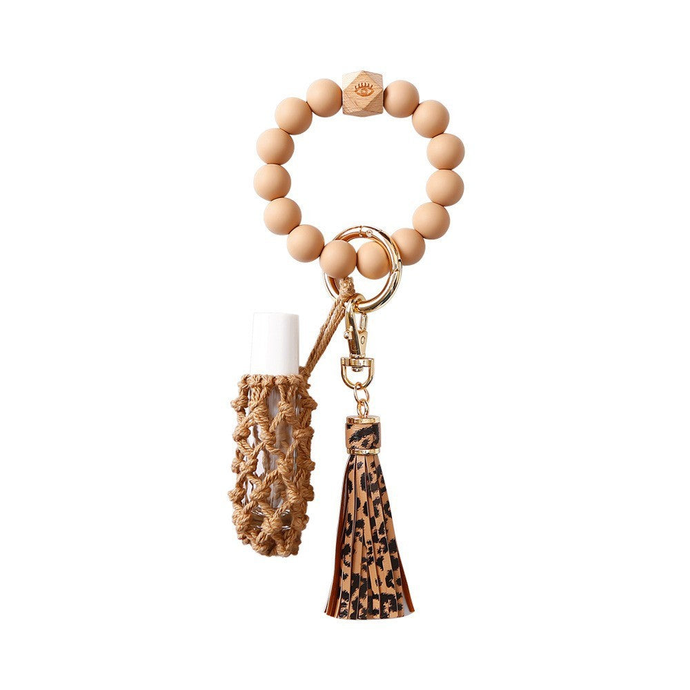Silicone Wrist Keychain Handmade Beaded Leather Tassel Bracelet c5c180e5 f350 47ce a20a d9f0e1766742