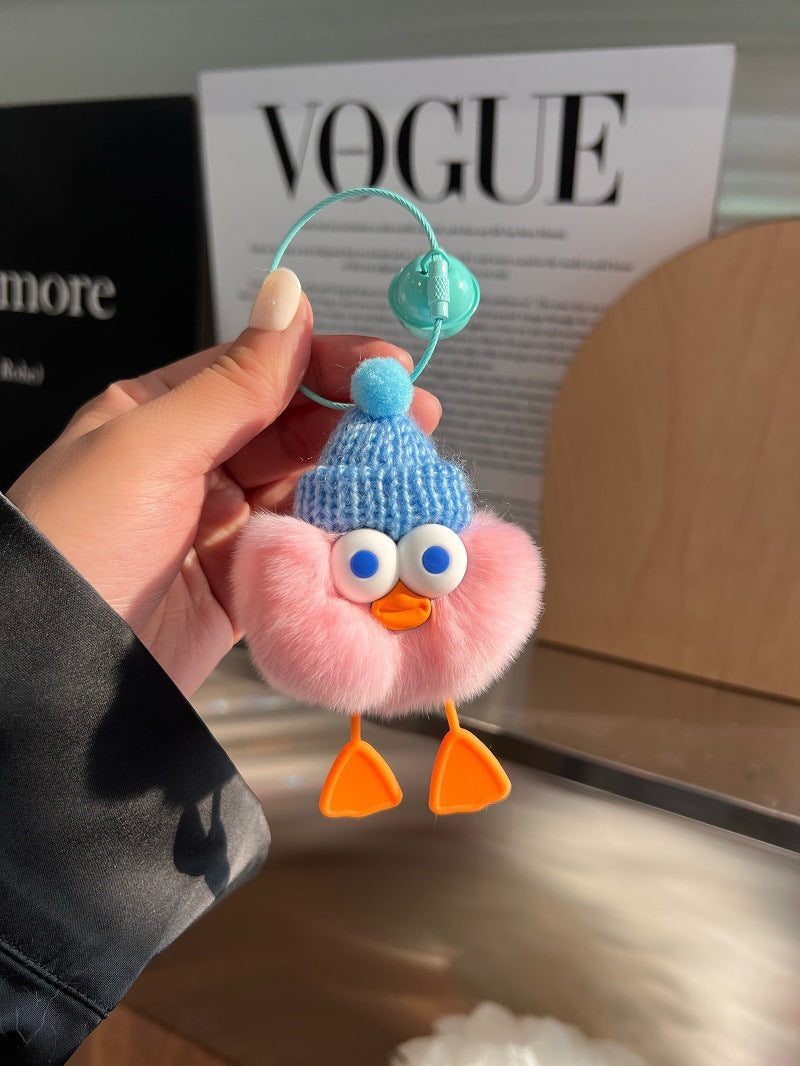 Cute Imitate Rex Rabbit Fur Little Duck Car Key Ring Pendant c5e5911e 5f7e 46ce 8650 e44b6467a9d9
