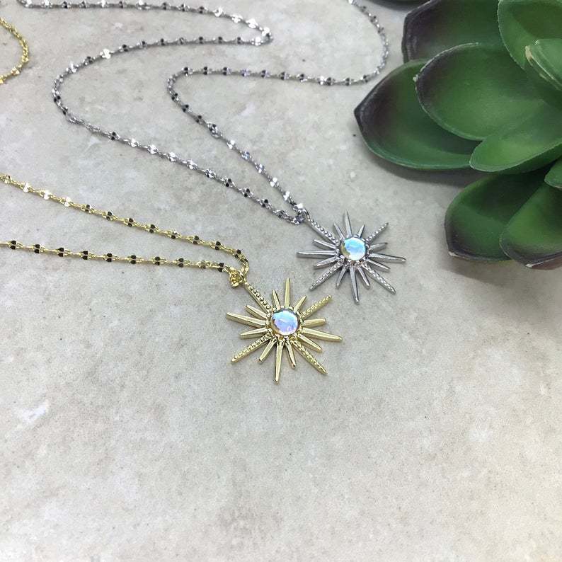 Boho Synthetic Opal Necklace Gold Sun God c5ebc3c2 ec1c 4145 af8b 45a38824a1dd