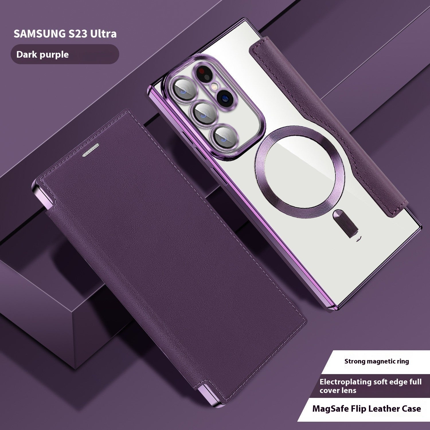Electroplated Wireless Magnetic Business Flip Leather Case - 图片 3