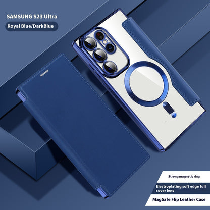 Electroplated Wireless Magnetic Business Flip Leather Case - 图片 5