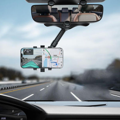 Rearview Mirror Phone Holder For Car Rotatable And Retractable Car Phone Holder Multifunctional 360 Rear View Mirror Phone Ho