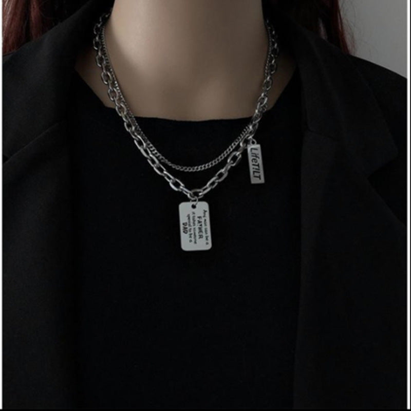 Fashion Double-layer Titanium Steel Necklace For Women c62ed84b feb0 4b03 a866 ec498ade8bc3