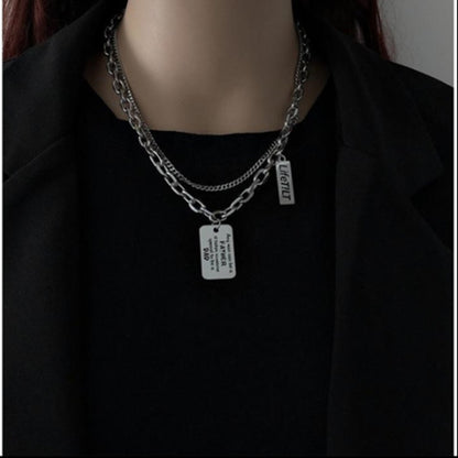 Fashion Double-layer Titanium Steel Necklace For Women c62ed84b feb0 4b03 a866 ec498ade8bc3