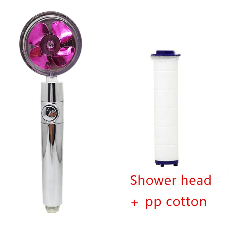 Shower Head Water Saving Flow 360 Degrees Rotating With Small Fan ABS Rain High Pressure Spray Nozzle Bathroom Accessories c6