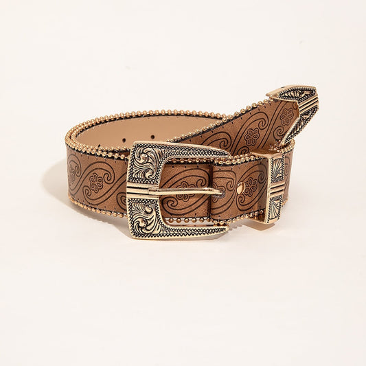Retro Pattern PU Belt Western Style Women's Belt c65e513a 33bf 457f a626 a386cee7cb4d