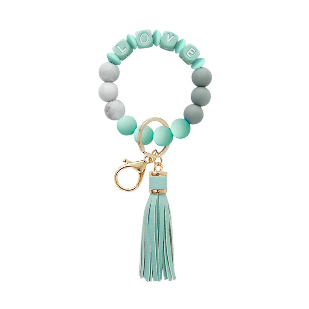 Silicone Wrist Keychain Handmade Beaded Leather Tassel Bracelet c66195b9 1d22 4bcb b934 407b6767ae6b