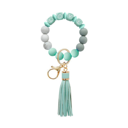 Silicone Wrist Keychain Handmade Beaded Leather Tassel Bracelet c66195b9 1d22 4bcb b934 407b6767ae6b