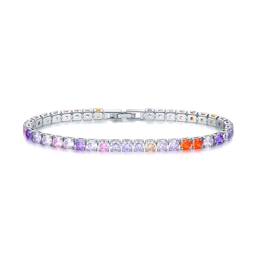 Fashion Color 4.0 Round Zircon Single Row Diamond Bracelet c679a811 e15f 4372 a21c c2f505bb5880