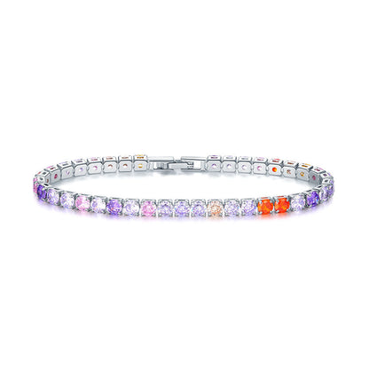 Fashion Color 4.0 Round Zircon Single Row Diamond Bracelet c679a811 e15f 4372 a21c c2f505bb5880