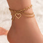 Gold Heart-shaped Chain Foot Ornaments Tassel Snake Pendant Three-layer Anklet For Women c688dd7d 208c 4c8b b41d cd2c5f098671