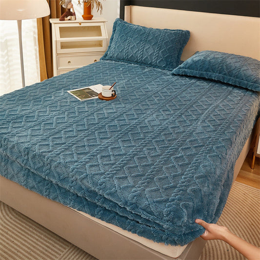 Winter Thermal Flannel Coral Fleece Fitted Sheet Fleece-lined Non-slip Bedspread c68b698f c595 4cd8 b1ac d57c1e4eab2d