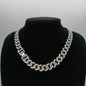 12mm Wide Single Row Simple Alloy With Diamond Cuban Link Chain - HD Wireless Product #8