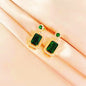 Women's Niche Retro Square Emerald Titanium Steel Necklace c69907f1 5add 40ec 98d3 9bd2467d8584