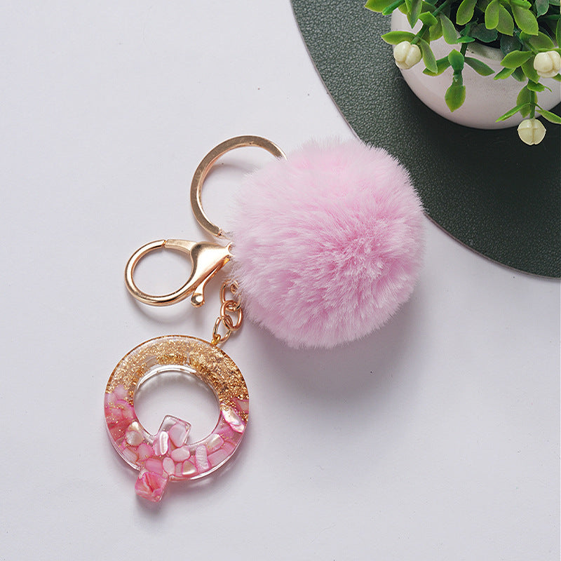 Hair Ball Pendant 26 English Letters Epoxy Keychain c6aa0dec 0903 4472 8468 5577cec5ceda