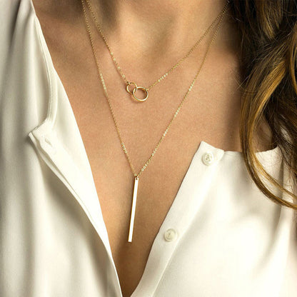 Geometric Pendant Double-layer Stainless Steel Necklace c6c4f7ae 9535 4fdf 8318 39183fb4335d